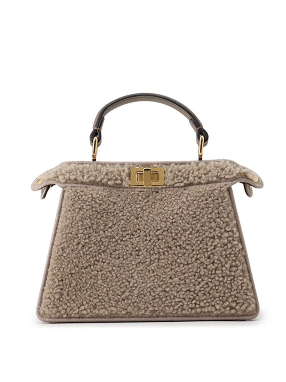 Fendi Peekaboo ISeeU Petit Shearling Leather Handbag